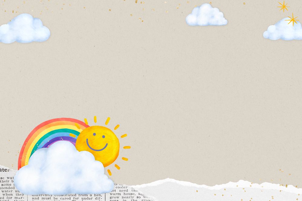 Editable good weather border background, smiling sun collage design