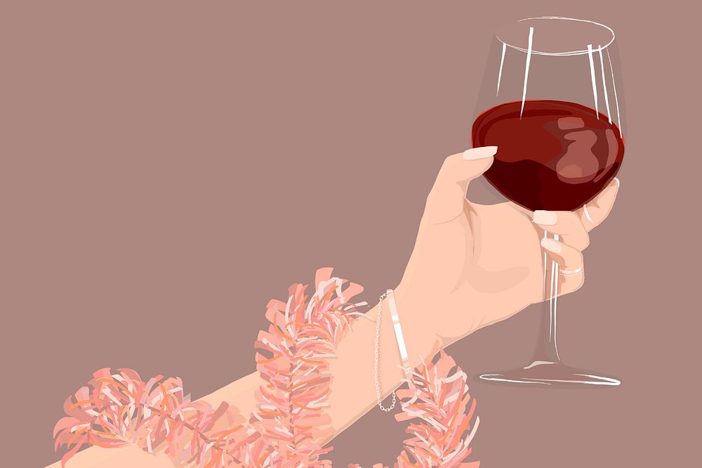 Wine glass & hand, luxury background, editable aesthetic design