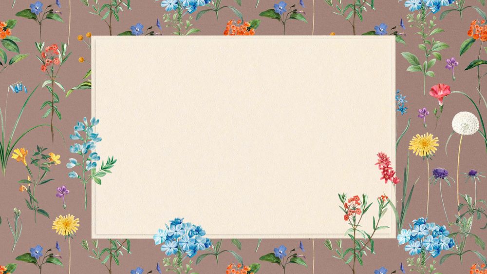 Vintage floral frame desktop wallpaper, editable aesthetic illustration by Pierre Joseph Redouté. Remixed by rawpixel.