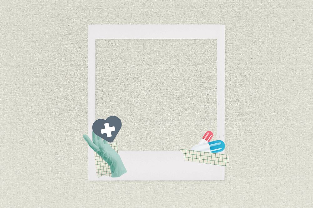 Editable instant photo frame, health collage element remix design