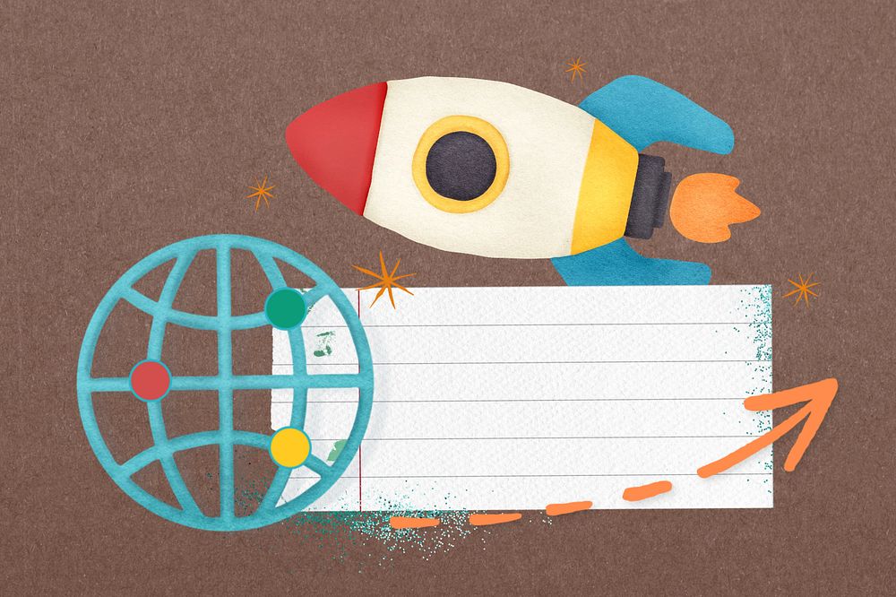 Space rocket background, editable note paper collage design