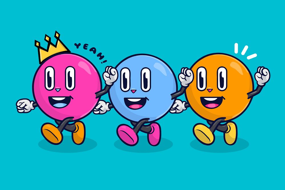 Teamwork characters clipart, editable happy bubbles cartoon design