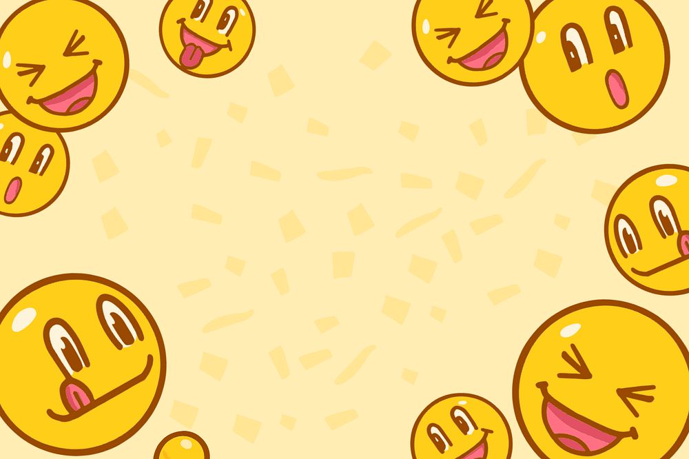 Smiling emoticons frame background, editable funky character design