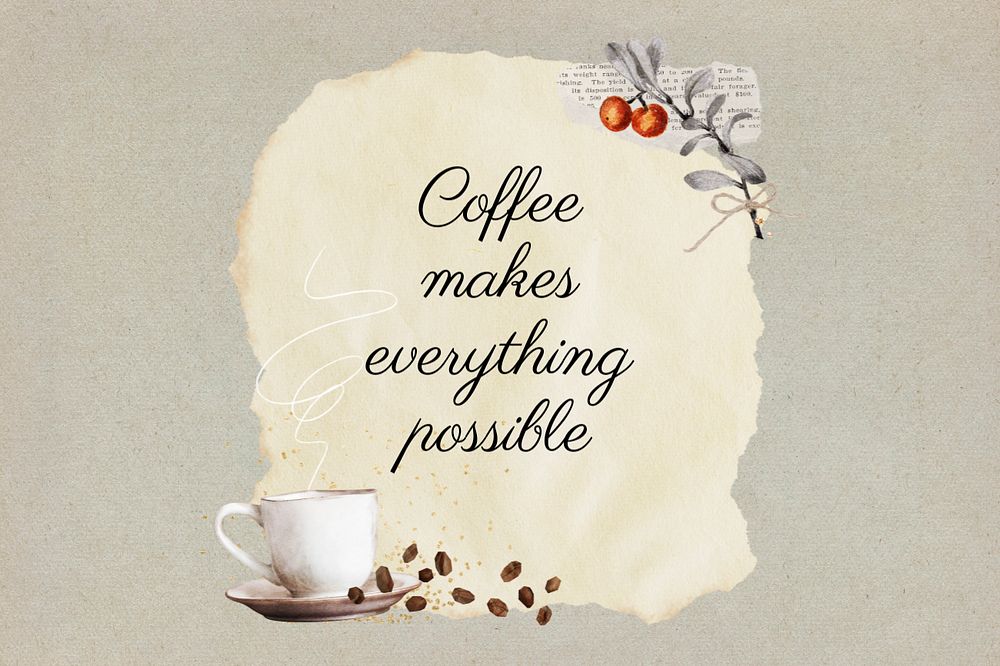 Editable coffee lover quote, aesthetic collage design