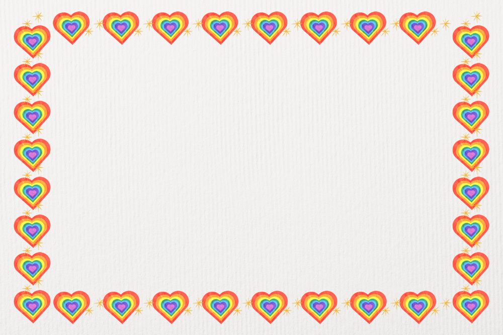 Rainbow heart frame background, editable LGBTQ pride collage design