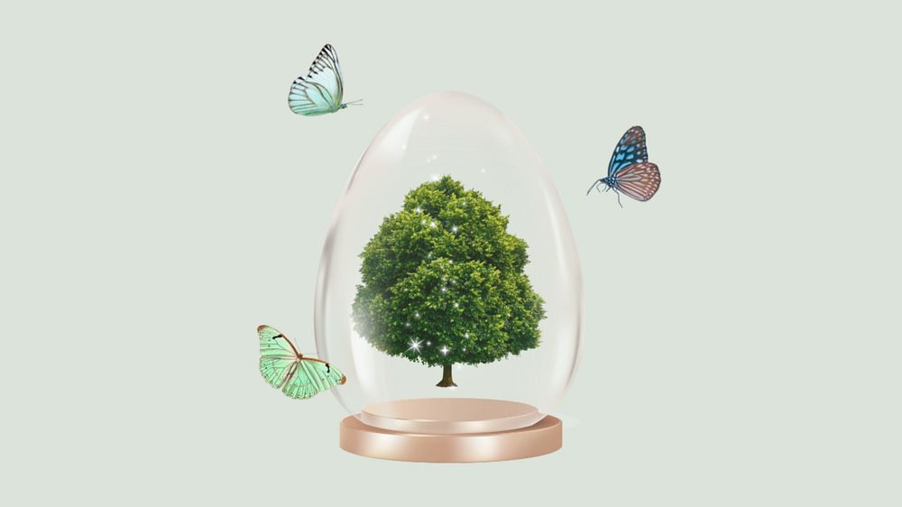 Glass tree globe HD wallpaper, save the Earth background, editable design