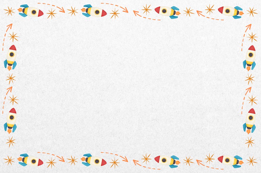 Space rocket pattern frame, editable galaxy background design