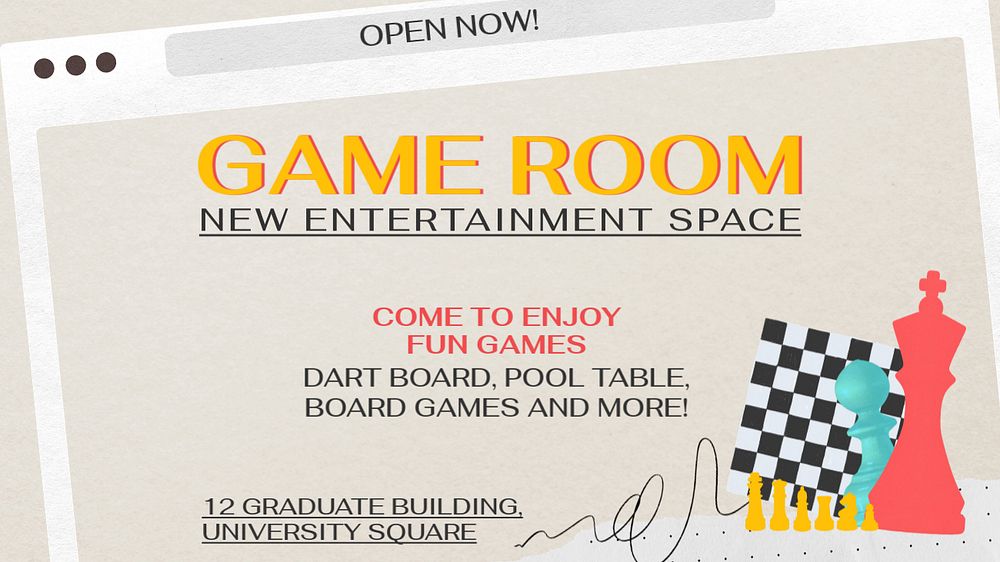 Game room PowerPoint presentation template, editable design