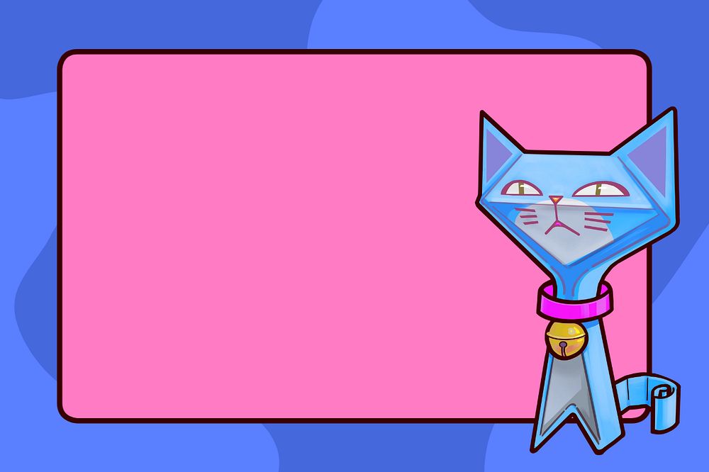 Blue frame pink background, editable cat cartoon border design