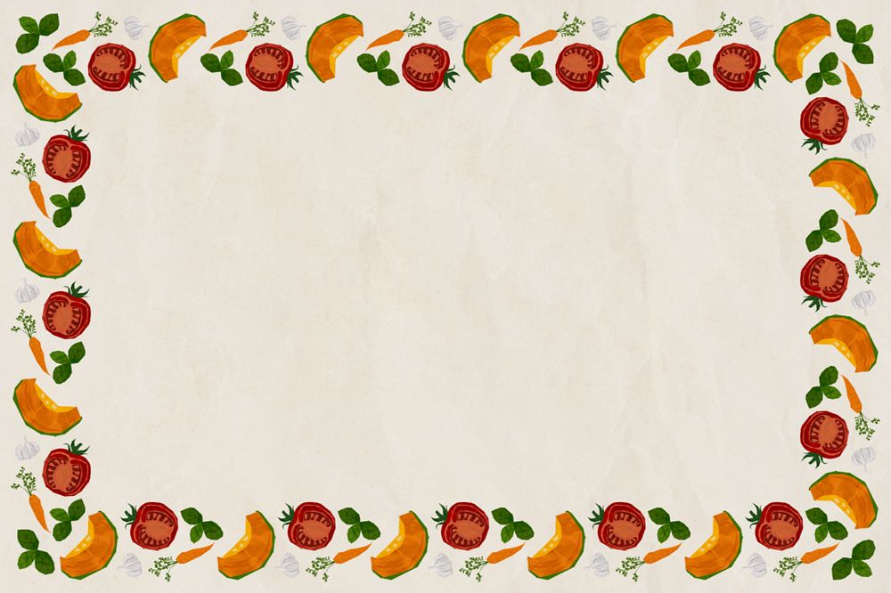 Editable vegetables frame background, paper textured design design