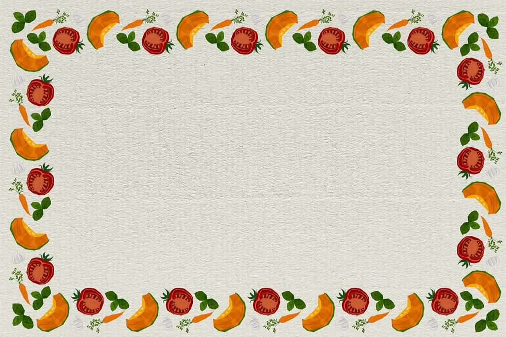 Vegetables frame background, editable paper textured design design