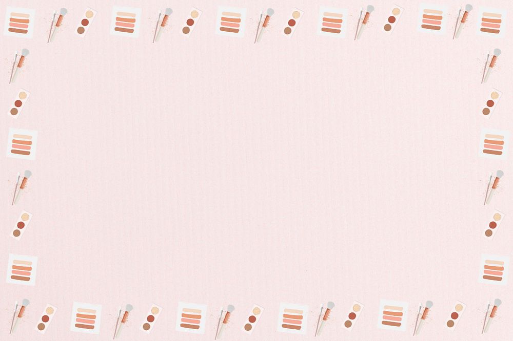 Pastel pink background, editable cosmetic frame collage design