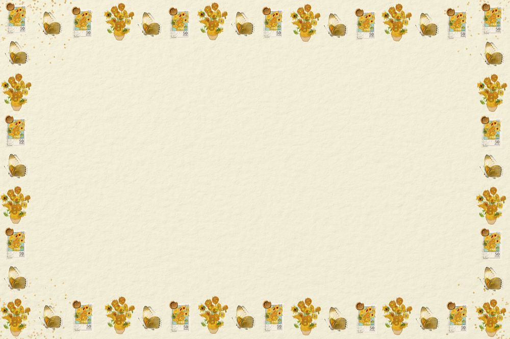 Van Gogh's Sunflowers frame background, editable vintage flower painting, remixed by rawpixel