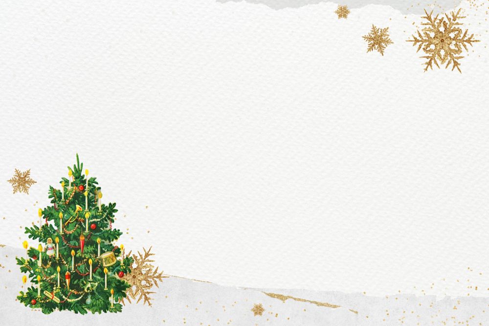 Winter Christmas tree background, editable paper textured border