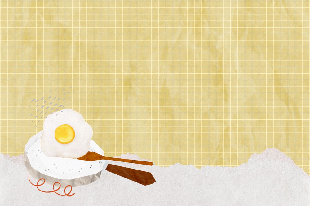 Sunny-side up border grid background, editable breakfast food design