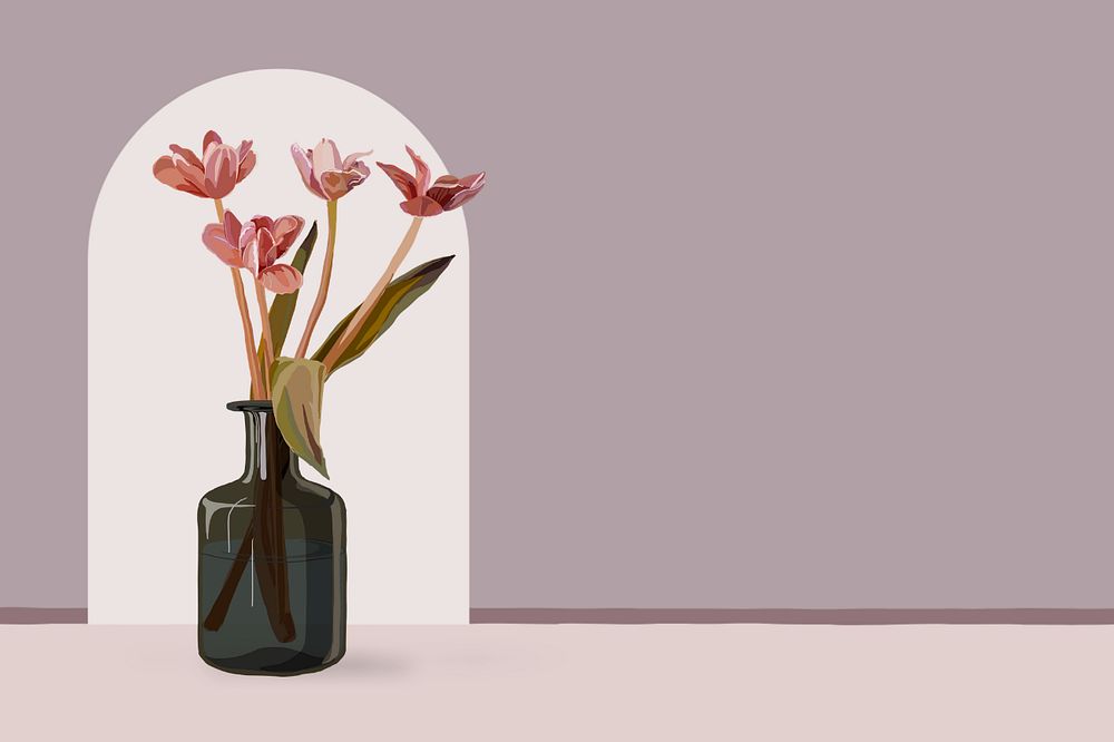 Flower vase, aesthetic pastel background, editable design