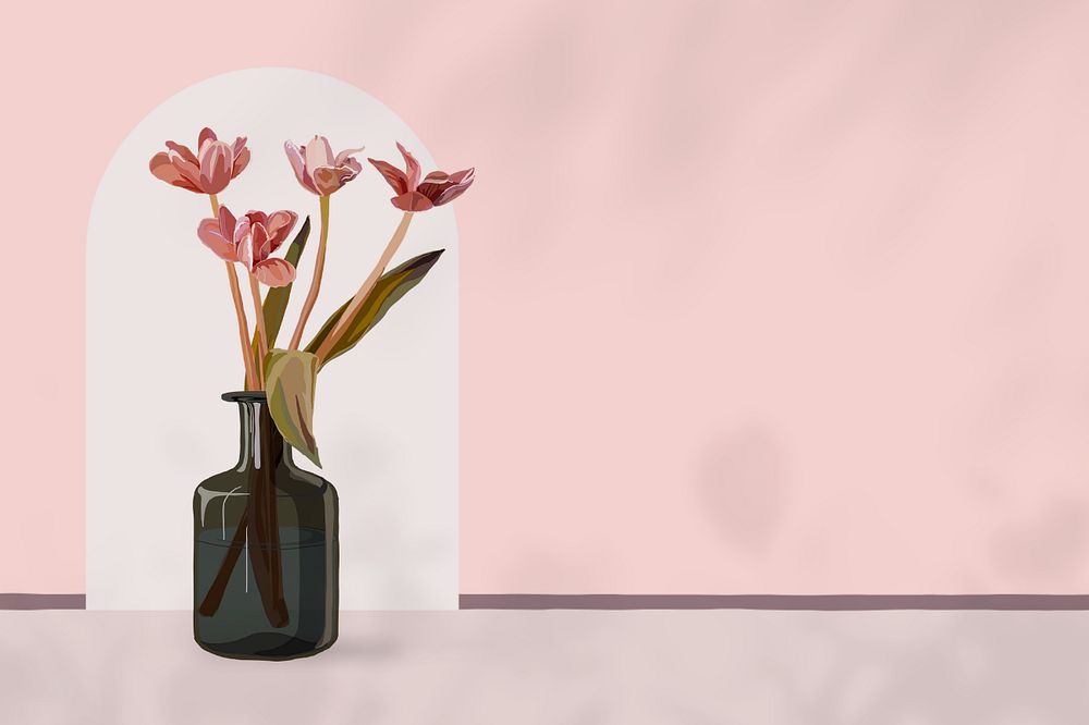 Floral aesthetic, pink background, editable design