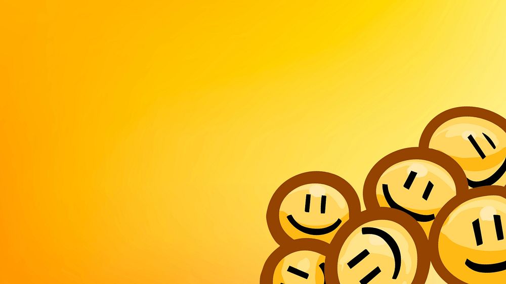 Smiling emoticons border computer wallpaper, editable funky character design