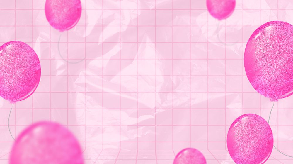 Pink balloons border desktop wallpaper, editable festive design