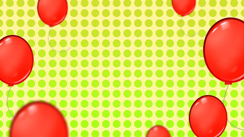 Floating red balloons computer wallpaper, editable funky design