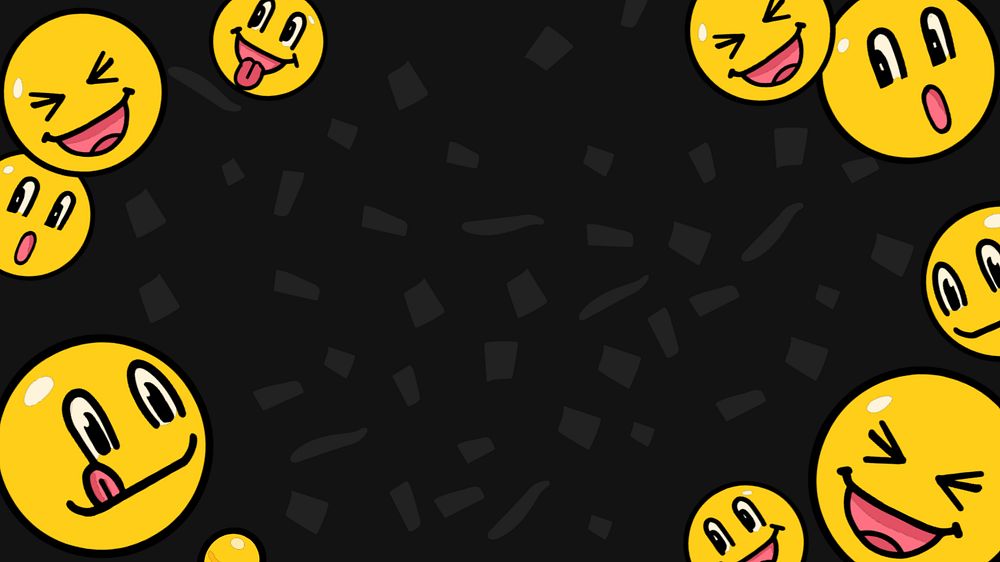 Smiling emoticons frame computer wallpaper, editable funky character design