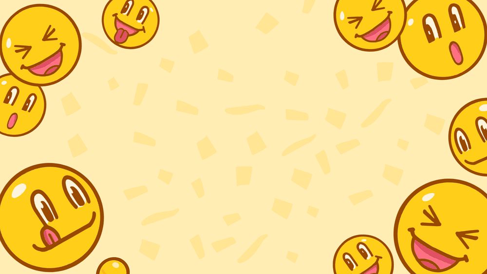 Happy emoticons frame desktop wallpaper, editable funky character design