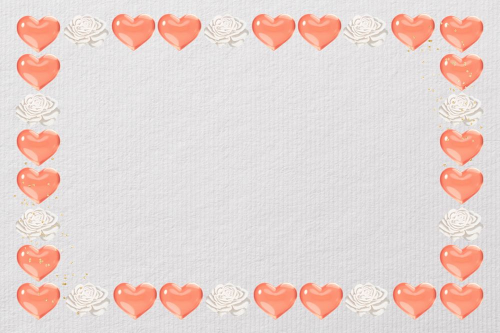 Cute heart frame background, editable Valentine's Day collage design