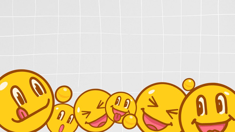 Happy emoticons border computer wallpaper, editable funky character design