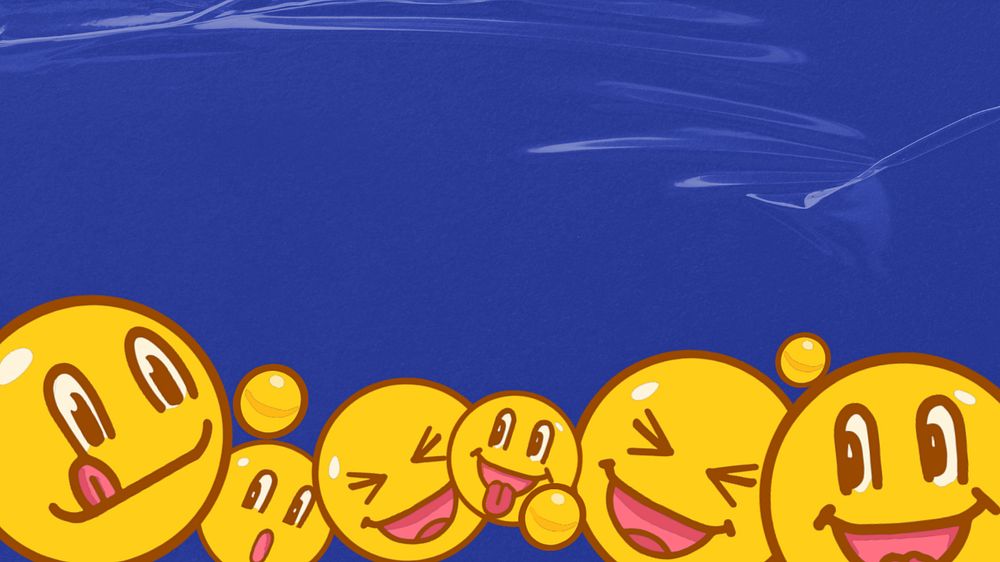 Smiling emoticons border desktop wallpaper, editable funky character design