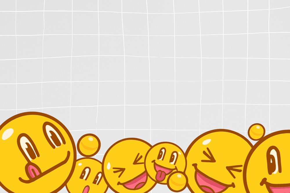 Happy emoticons border grid background, editable funky character design