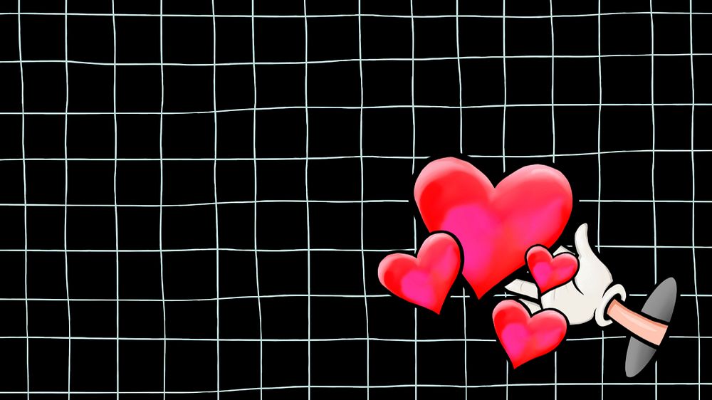 Hand giving hearts computer wallpaper, editable funky character design