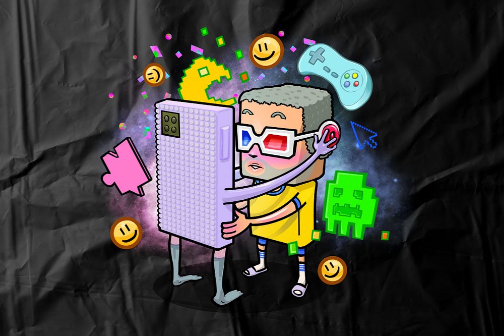 Gamer cartoon character, editable media design