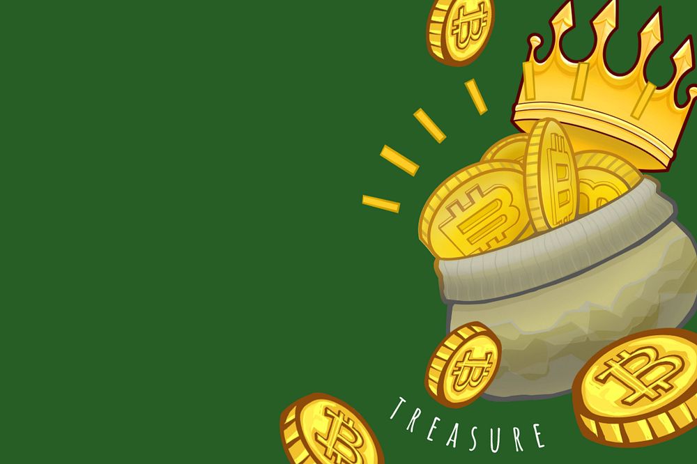 Treasure money bag green background, editable finance design