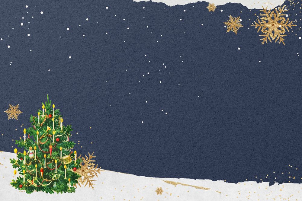 Winter Christmas tree background, editable paper textured border