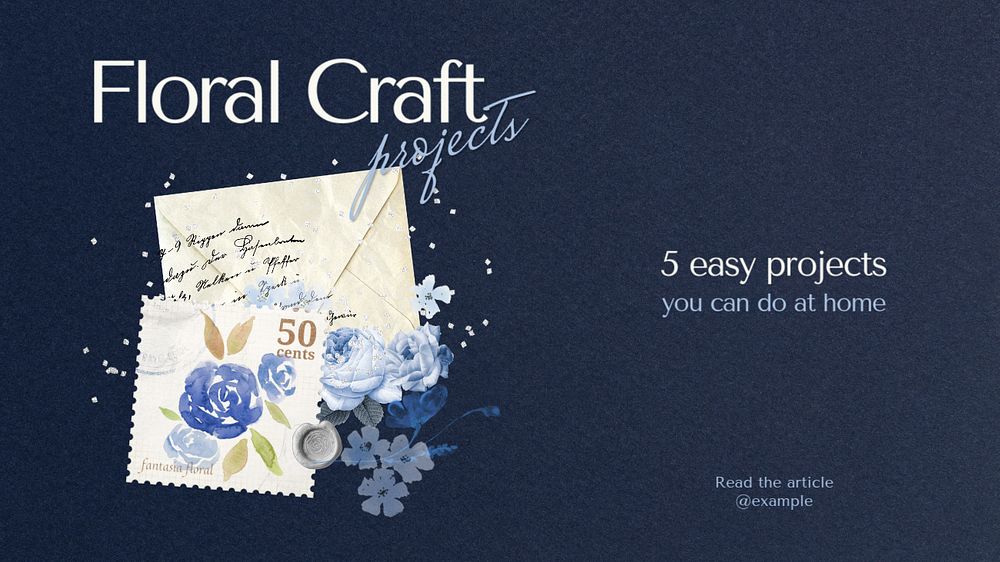 Floral craft blog banner template, editable design