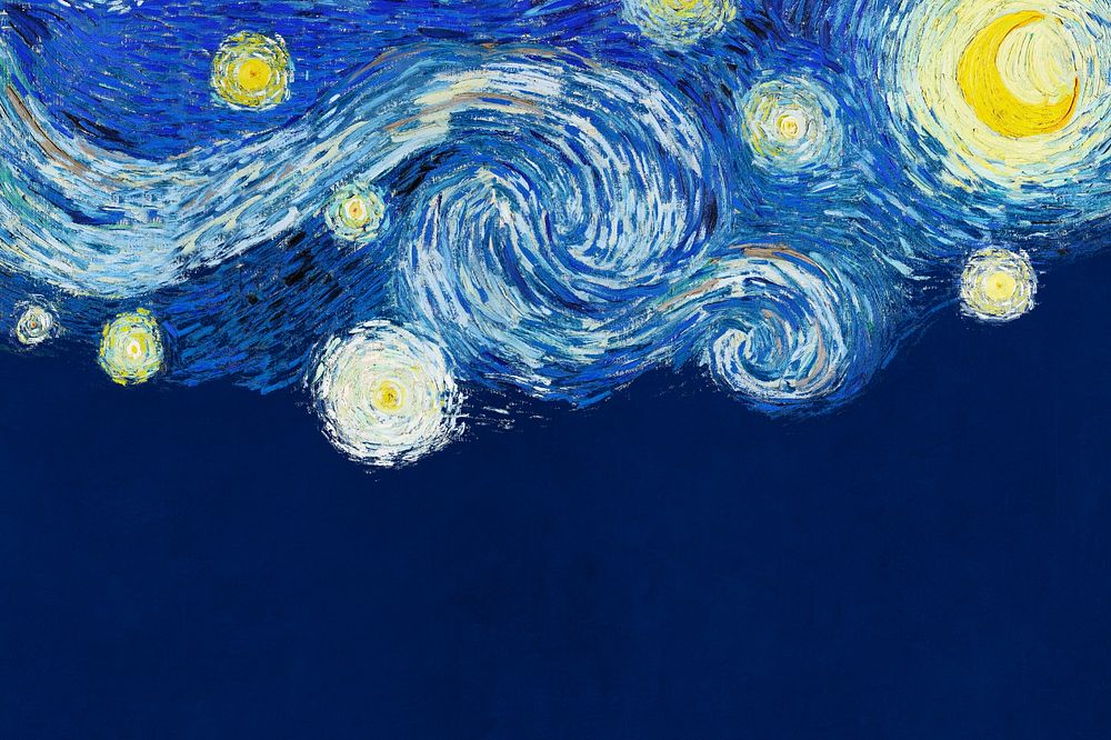 Blue Starry Night border background, Van Gogh's vintage illustration, remixed by rawpixel