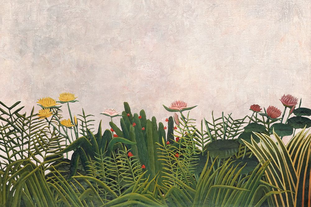 Henri Rousseau's spring flower background, remixed by rawpixel