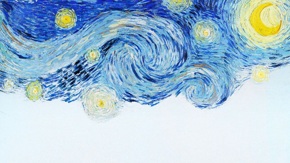 Starry Night blue desktop wallpaper, remixed by rawpixel