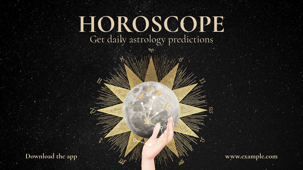 Horoscope aesthetic blog banner template, editable design