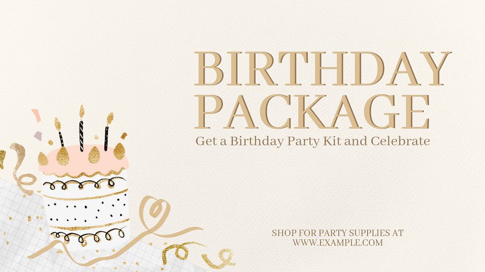 Birthday package blog banner template, editable design