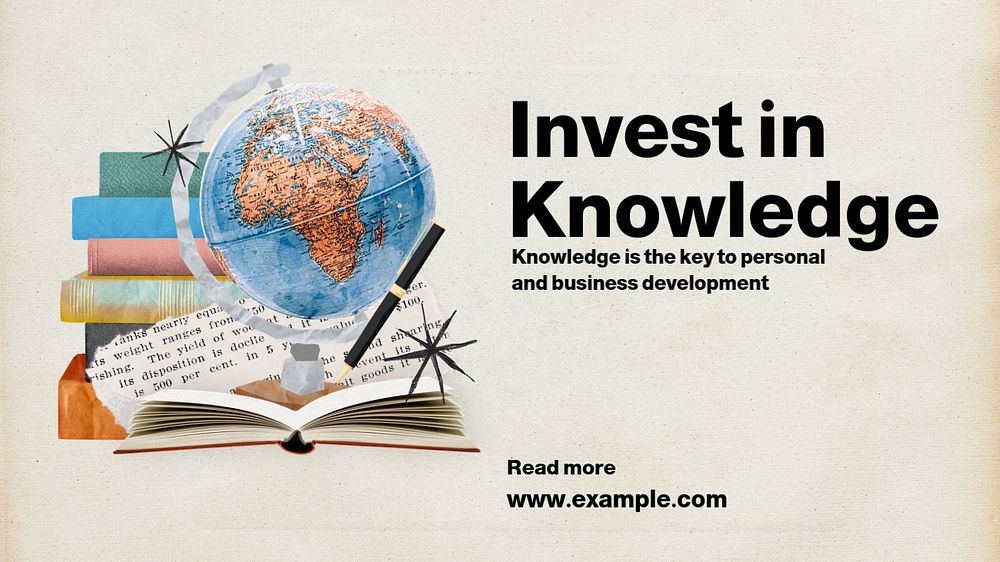 Knowledge investment blog banner template, editable design