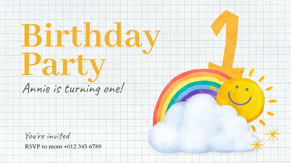 Birthday party blog banner template, editable design