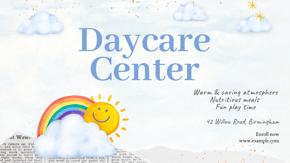 Daycare center blog banner template, editable design