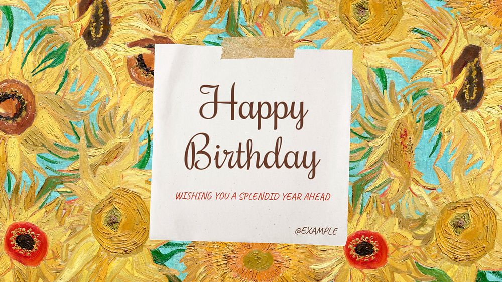 Happy birthday blog banner template, editable  design. Famous art, remixed by rawpixel.