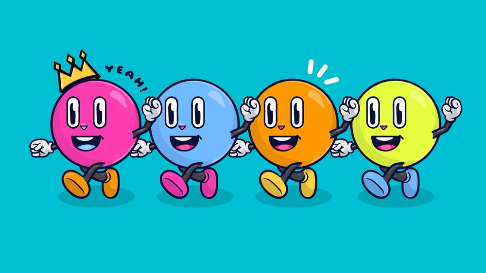 Teamwork characters, editable happy bubbles cartoon design