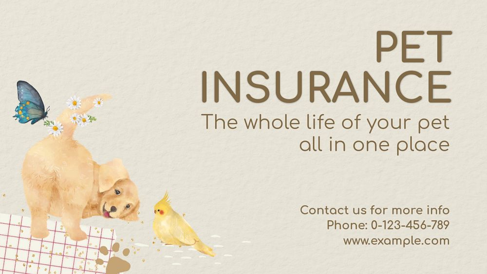 Pet insurance YouTube thumbnail template, editable design