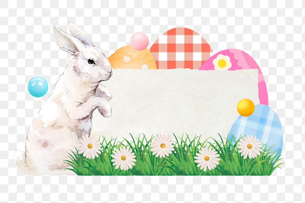 Easter bunny with ripped paper png remix, editable design