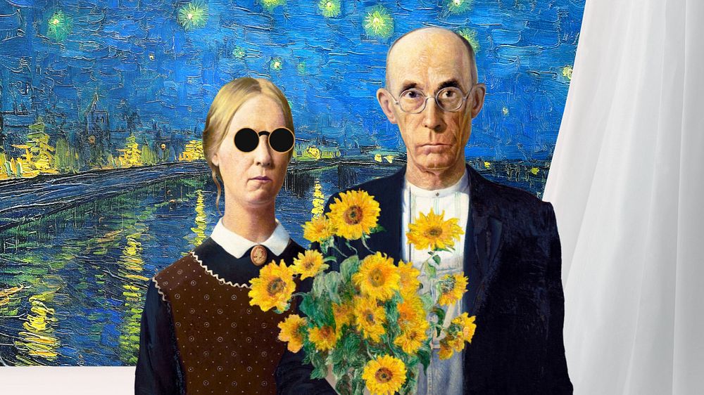 American Gothic desktop wallpaper. Remixed by rawpixel.