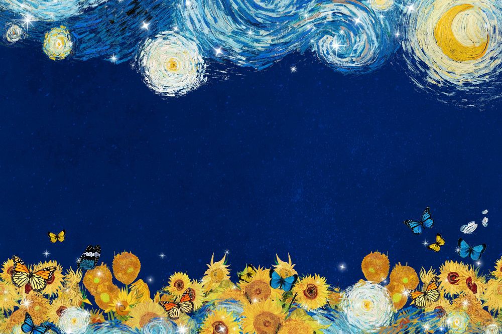 Starry Night border background, art remix. Remixed by rawpixel.