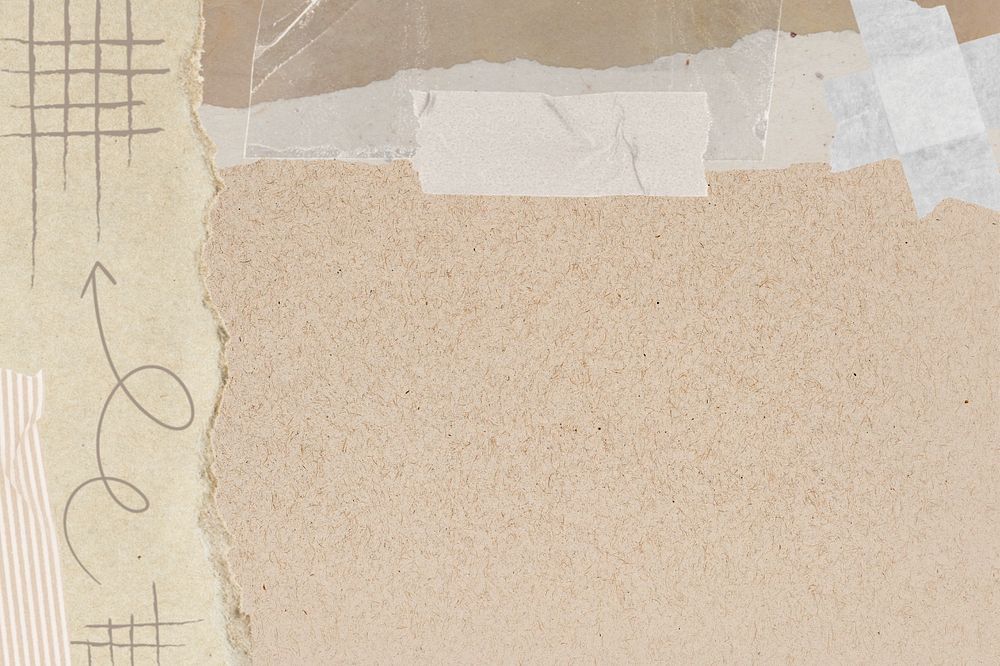 Brown ripped paper background, abstract border, editable design